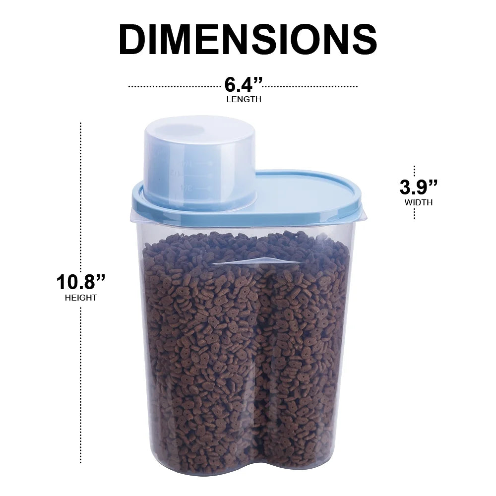 Pet Food Container Dog Cat Food Storage with Measuring Cup 2 Pack 2Lb/2.5L
