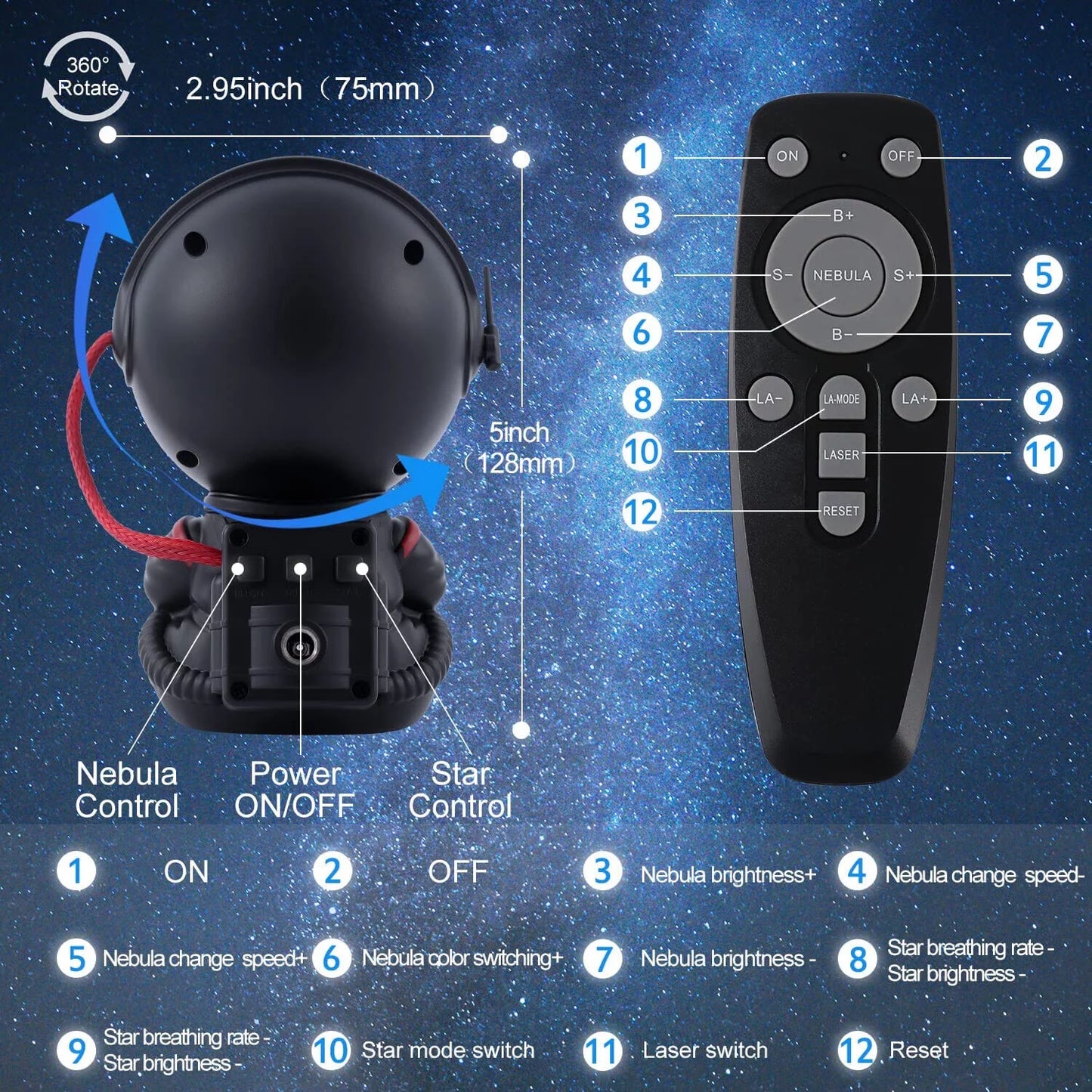 Star Projector, Kids Night Light, Nebula Projector Light. Galaxy Bedroom Projector, Adult Playroom/Home Theater/Ceiling/Room Decoration