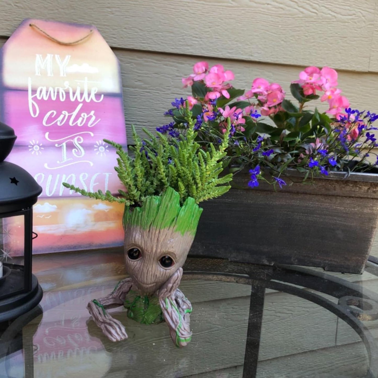 Baby Groot Pen Holder – 6'' Tree Man Pot with Drainage for Succulents or Desk Use (Grayish Brown)
