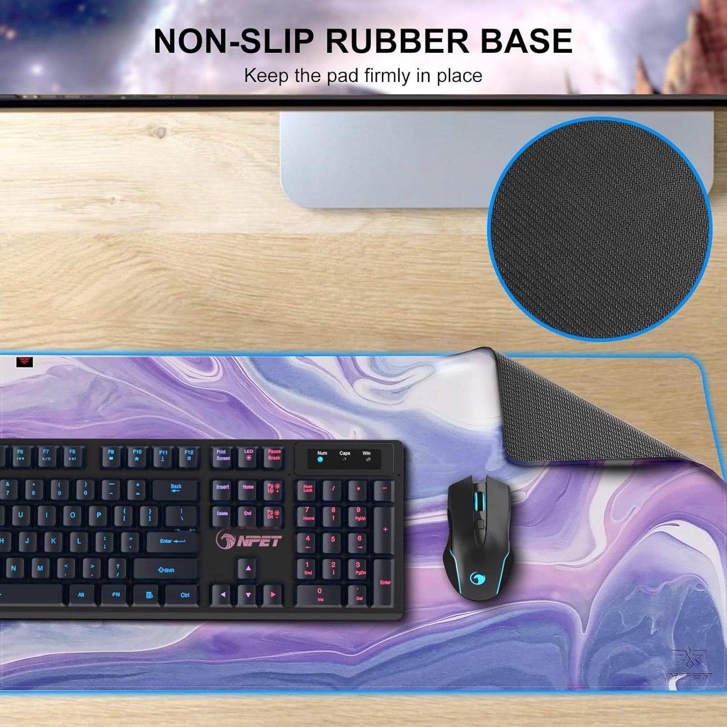 MP02-SP XL Gaming Mouse Pad – RGB Backlit, Water-Resistant, Anti-Slip Base