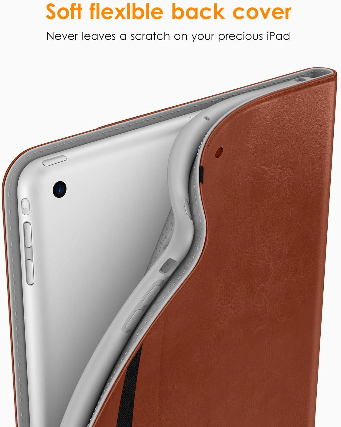 iPad Mini 1/2/3 Case – Leather Folio Cover with Stand, Auto Wake/Sleep & Pocket (Brown)