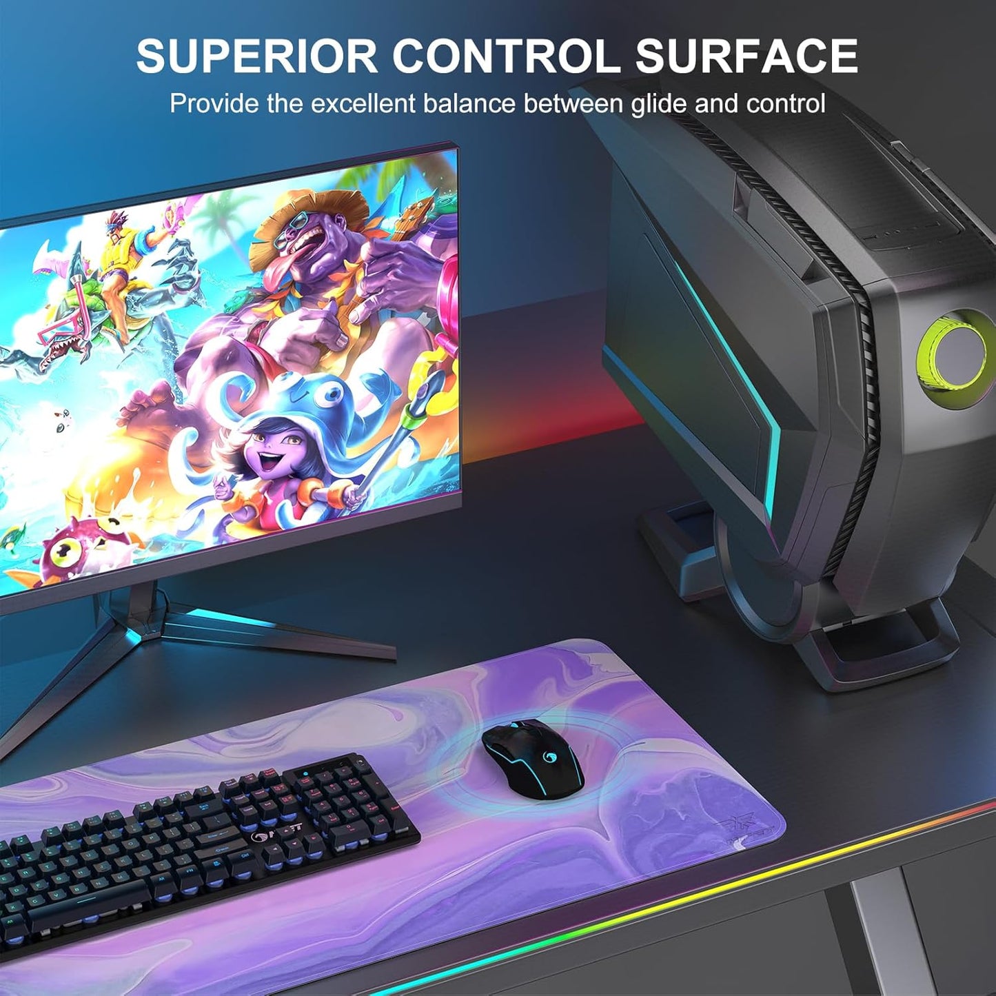 MP02-SP XL Gaming Mouse Pad – RGB Backlit, Water-Resistant, Anti-Slip Base