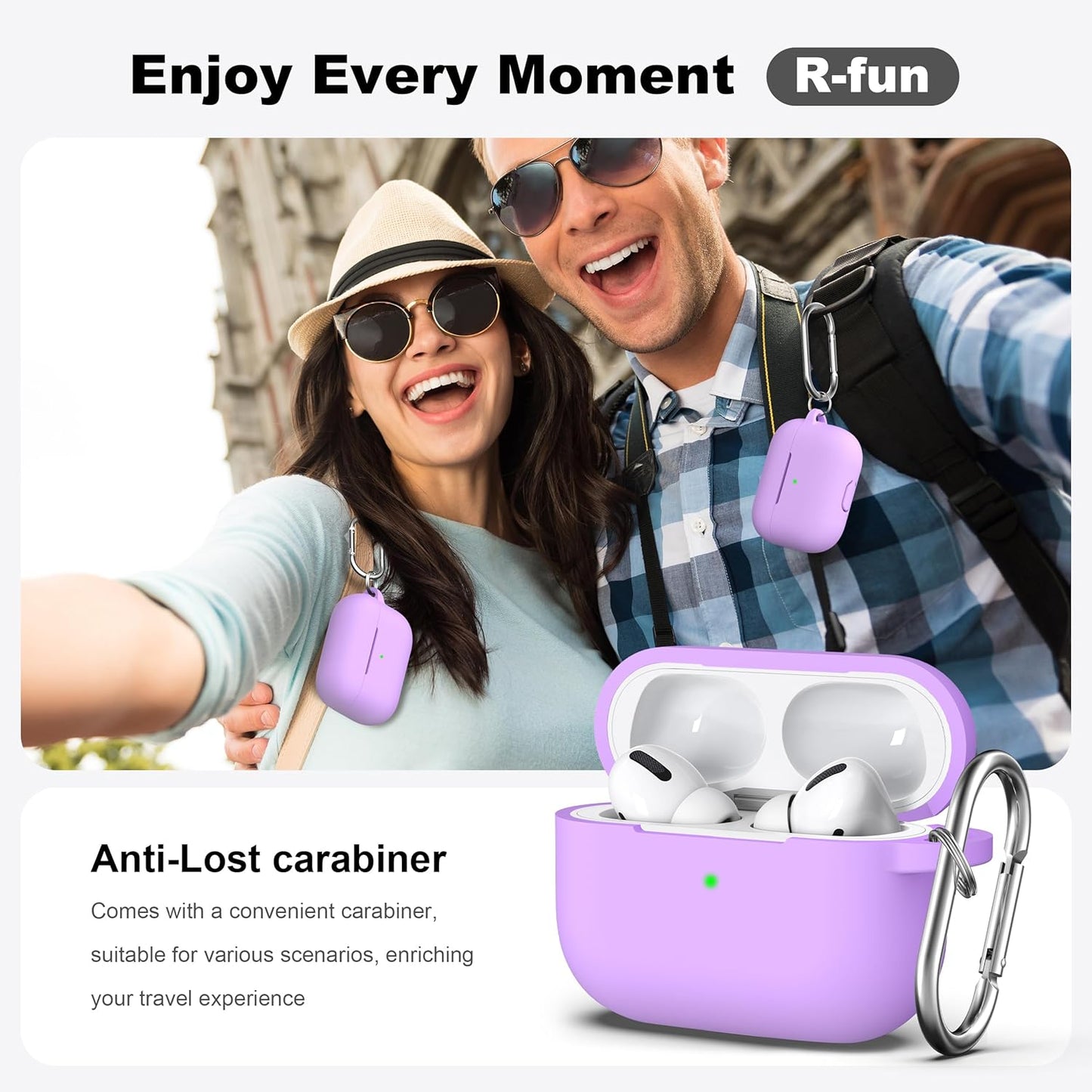 AirPods Pro 2/1 Case – Soft Silicone Cover with Cleaner Kit & Keychain (Lavender)