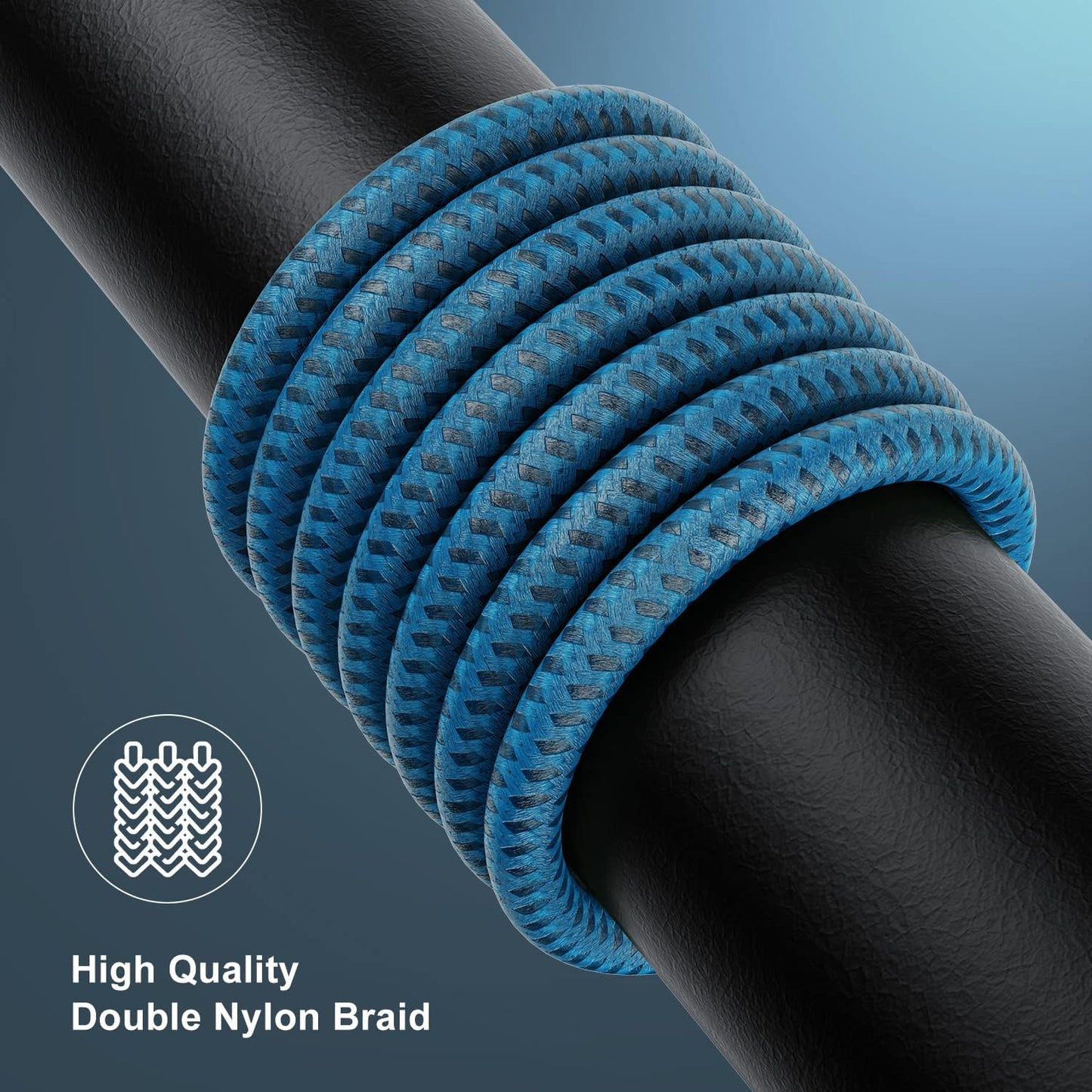 2-Pack iPhone Charger Cords – 3FT Nylon Braided Lightning Cables (Blue)