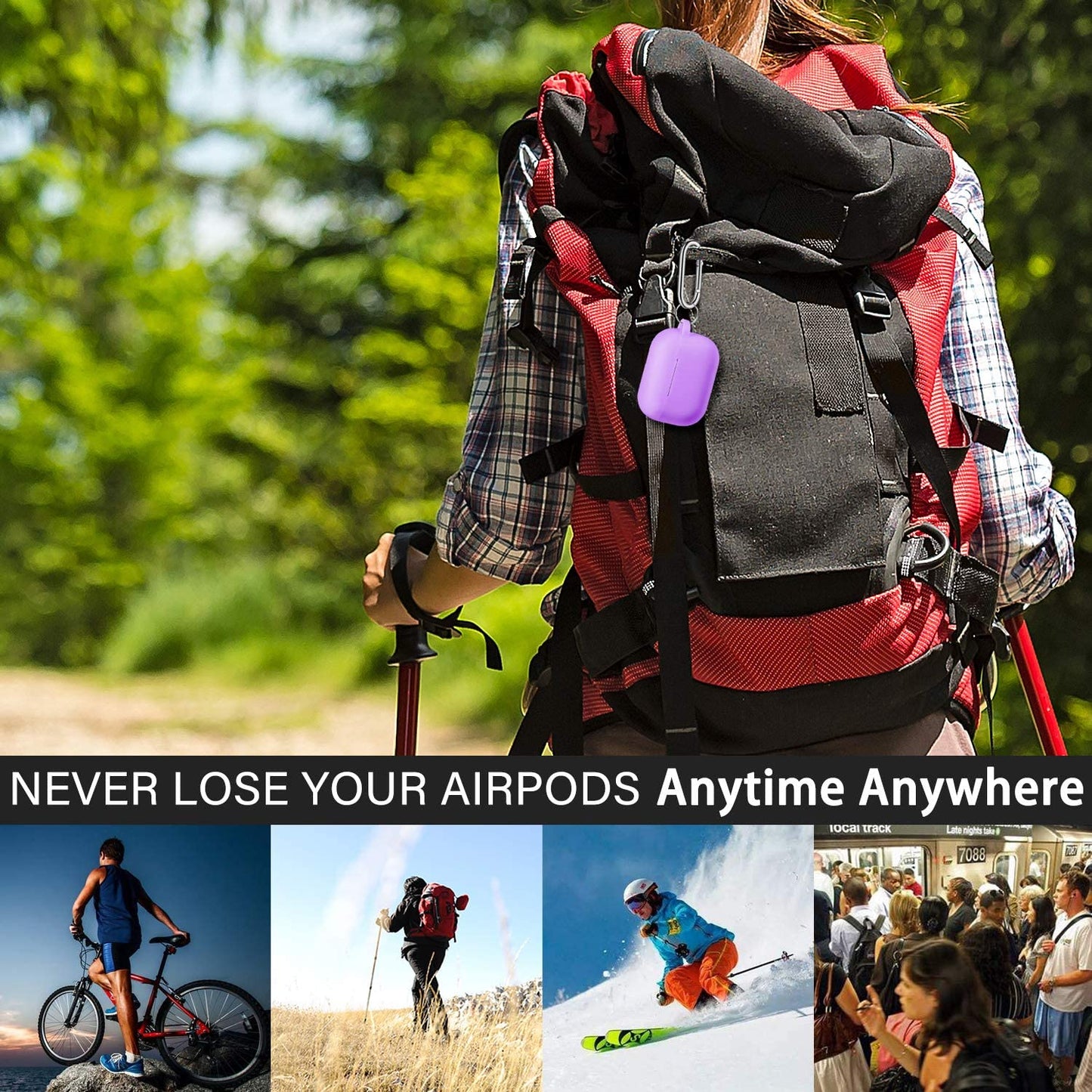 AirPods Pro 2/1 Case – Soft Silicone Cover with Cleaner Kit & Keychain (Lavender)