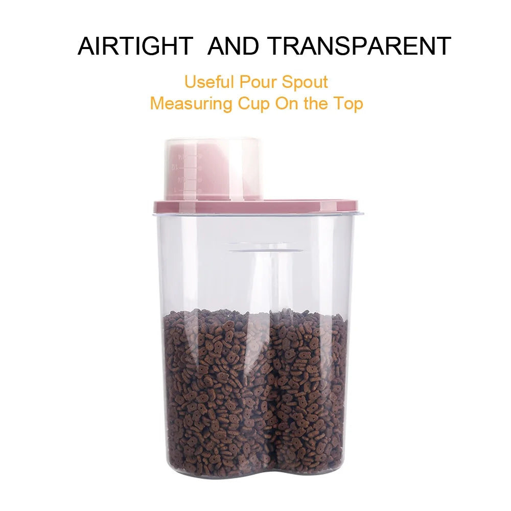 Pet Food Container Dog Cat Food Storage with Measuring Cup 2 Pack 2Lb/2.5L