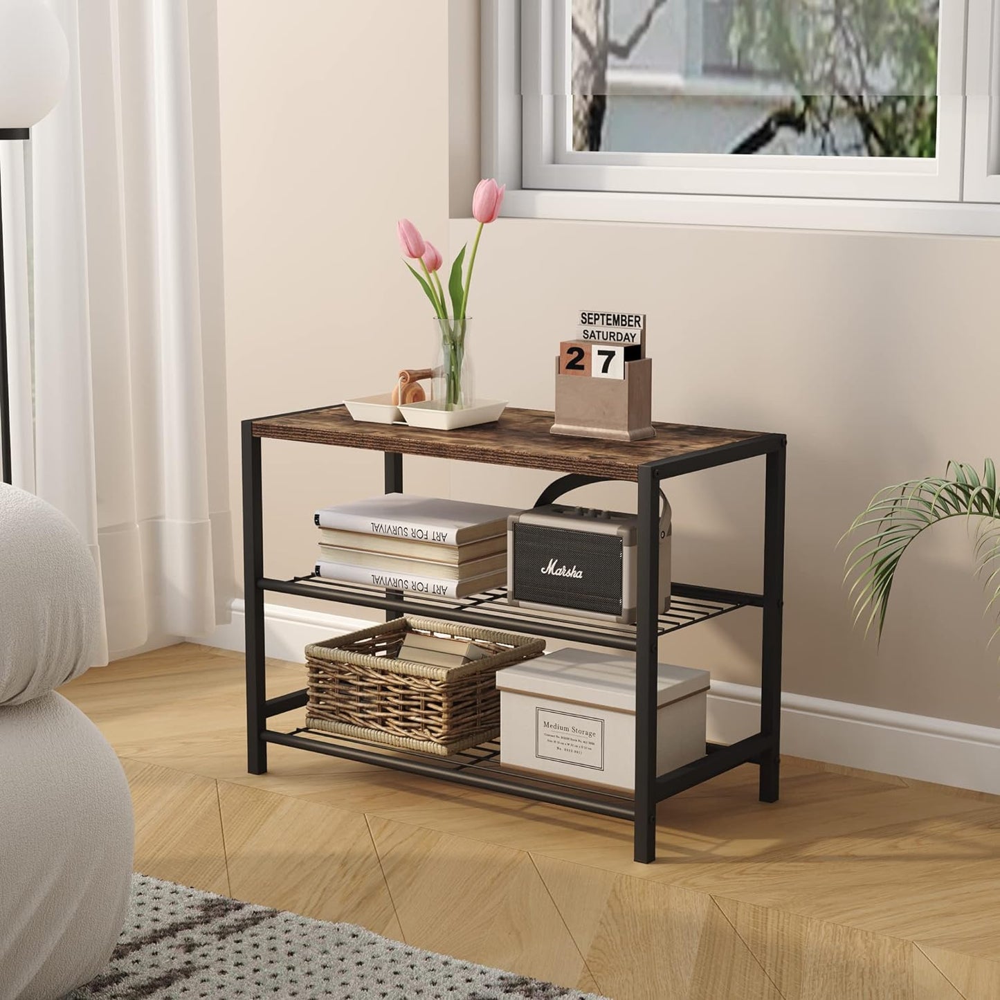 3-Tier Shoe Rack, Shoe Storage Shelf, Industrial Shoe Tower, Narrow Shoe Organiz