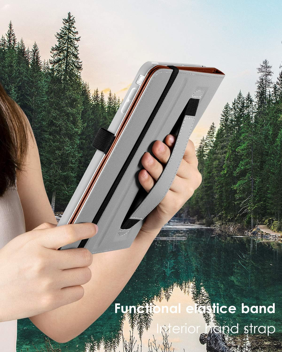 iPad Mini 1/2/3 Case – Leather Folio Cover with Stand, Auto Wake/Sleep & Pocket (Brown)
