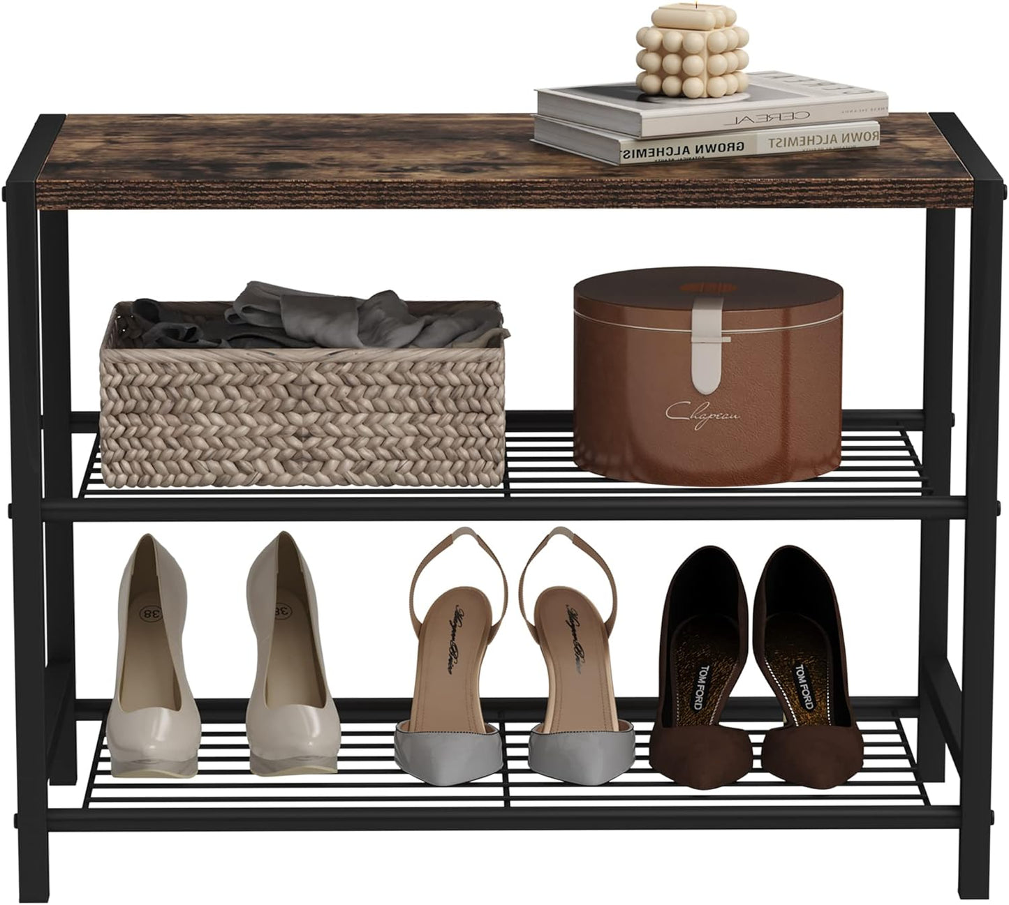 3-Tier Shoe Rack, Shoe Storage Shelf, Industrial Shoe Tower, Narrow Shoe Organiz
