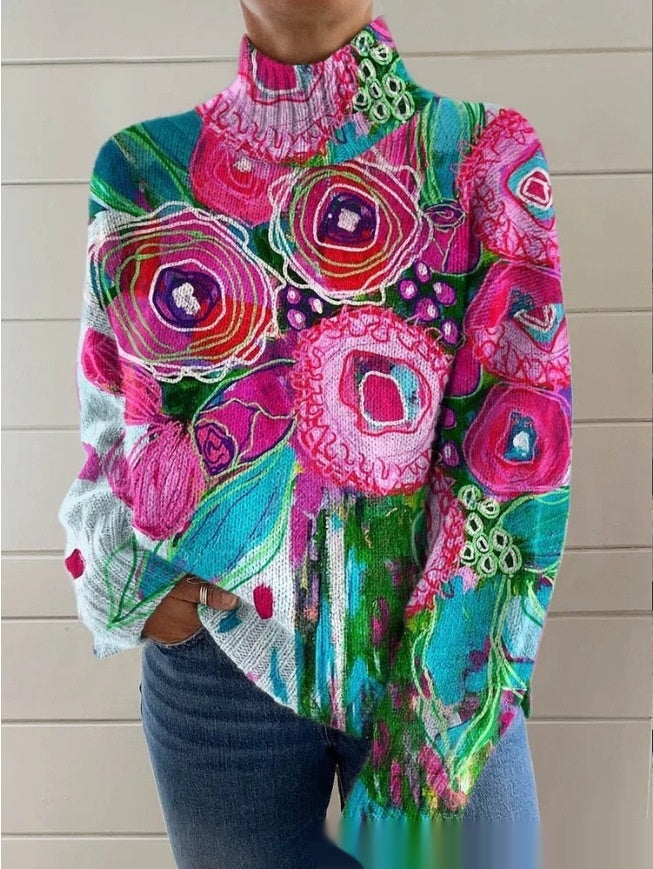 New High Neck Long Sleeve Sweaters Women's Clothing