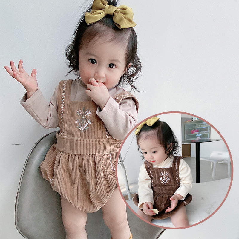 Cotton Cute Baby Girl Bodysuit Bib Suit
