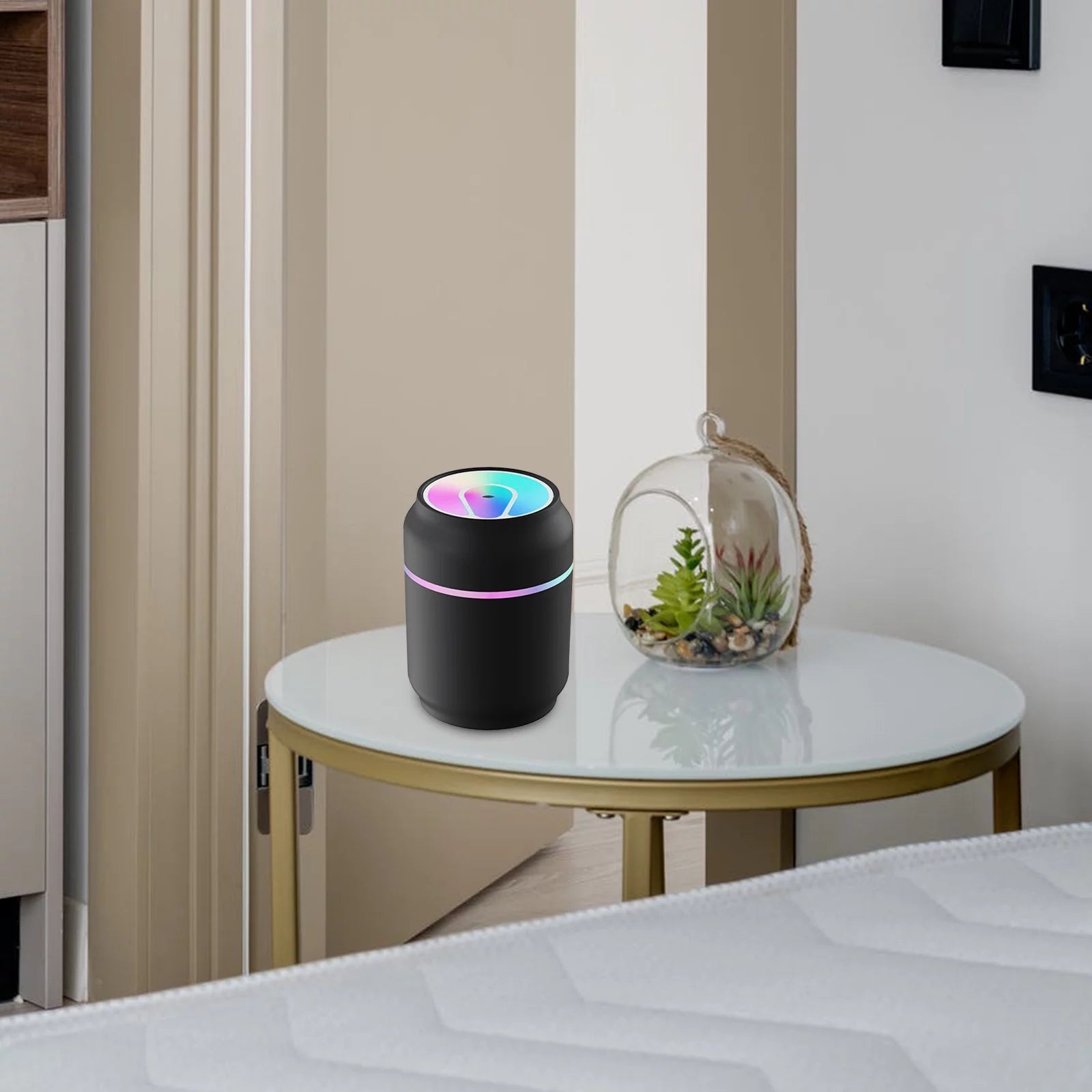 Mini USB Aromatherapy Humidifier – 2-Speed Cool Mist with LED Light for Car, Office & Home