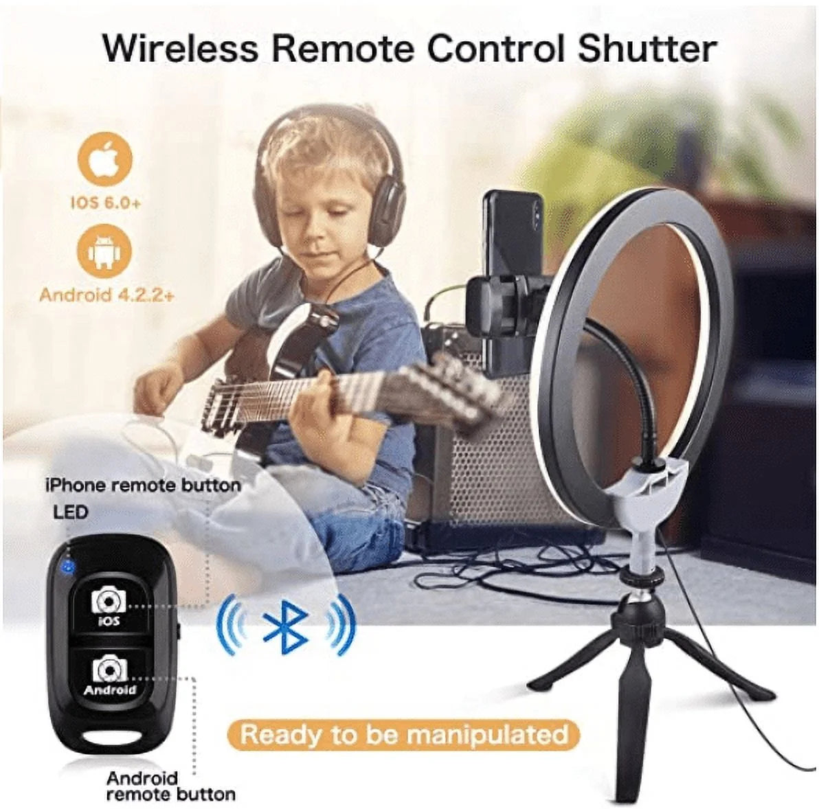 10'' LED Selfie Ring Light – Tripod Stand & Phone Holder, 3 Modes, 11 Brightness Levels