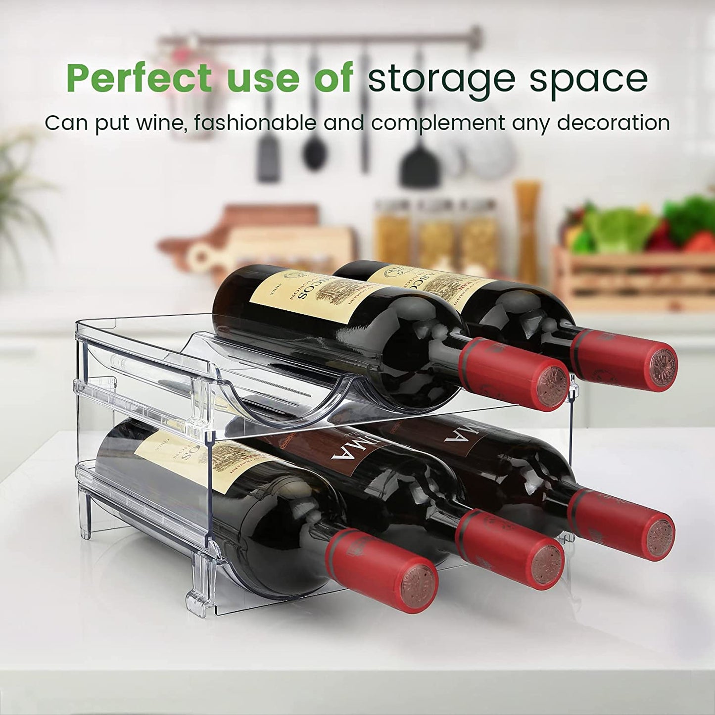 Water Bottle Organizer Rack – 2-Pack Stackable Storage for Cabinet or Countertop