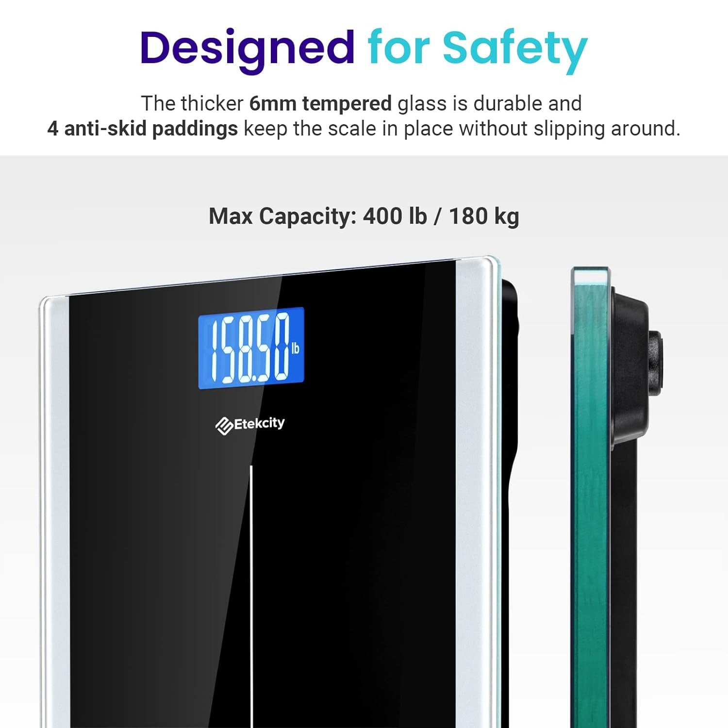 Digital Bathroom Scale – High Accuracy, LCD Display, 400 lbs Capacity, Tempered Glass