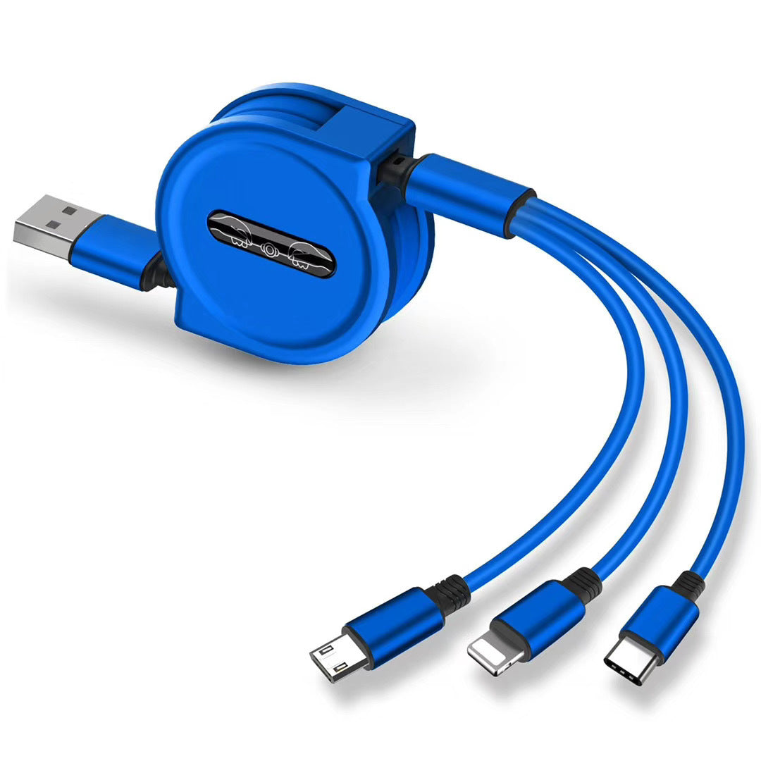 One Tow Three Telescopic Data Cable, Three In One Fast Charging Cable - clickit2shipit