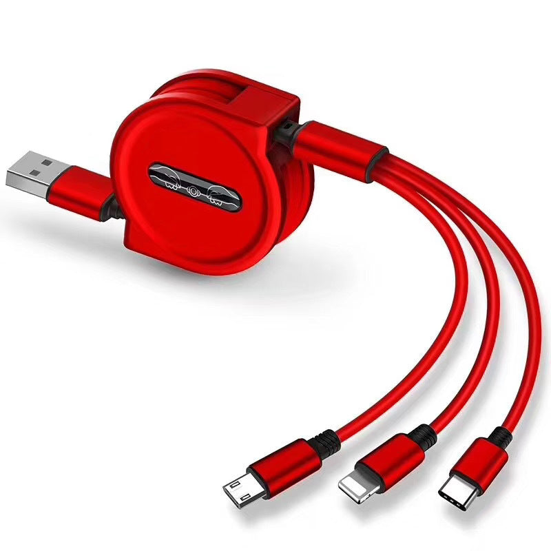 One Tow Three Telescopic Data Cable, Three In One Fast Charging Cable - clickit2shipit