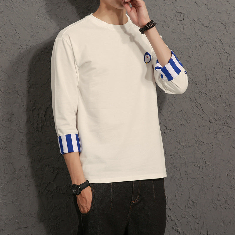 Quarter Sleeve Men's Loose T-Shirt Top Fashion Men's Sweater Autumn Clothes - clickit2shipit