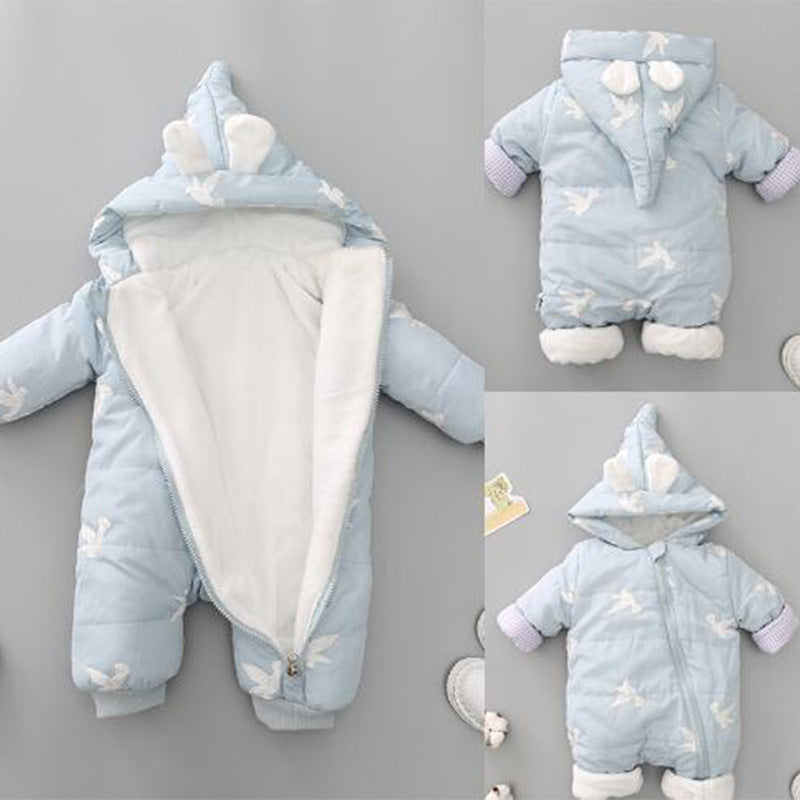One Piece Clothes, Winter Thick Hugging Clothes, Winter Clothes, Newborn Down Cotton Padded Clothes, Baby Men's Going Out Clothes - clickit2shipit