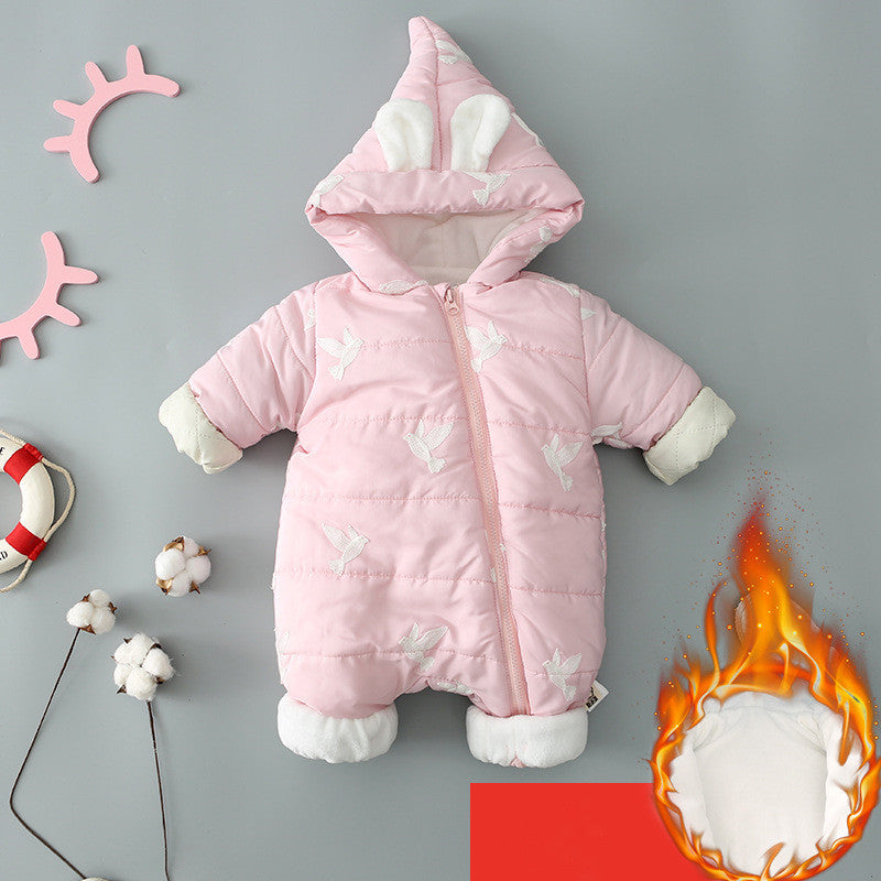 One Piece Clothes, Winter Thick Hugging Clothes, Winter Clothes, Newborn Down Cotton Padded Clothes, Baby Men's Going Out Clothes - clickit2shipit