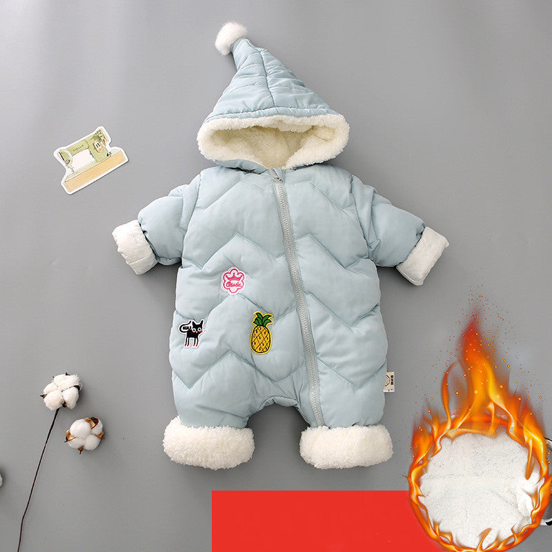 One Piece Clothes, Winter Thick Hugging Clothes, Winter Clothes, Newborn Down Cotton Padded Clothes, Baby Men's Going Out Clothes - clickit2shipit