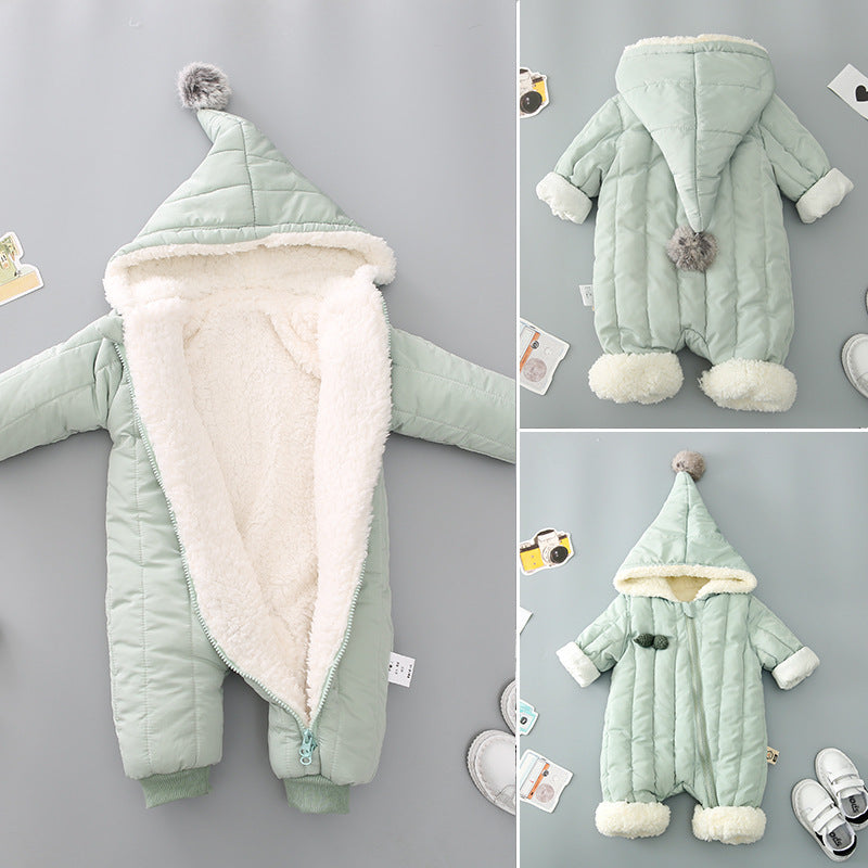 One Piece Clothes, Winter Thick Hugging Clothes, Winter Clothes, Newborn Down Cotton Padded Clothes, Baby Men's Going Out Clothes - clickit2shipit