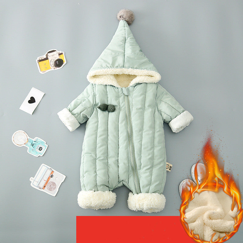One Piece Clothes, Winter Thick Hugging Clothes, Winter Clothes, Newborn Down Cotton Padded Clothes, Baby Men's Going Out Clothes - clickit2shipit