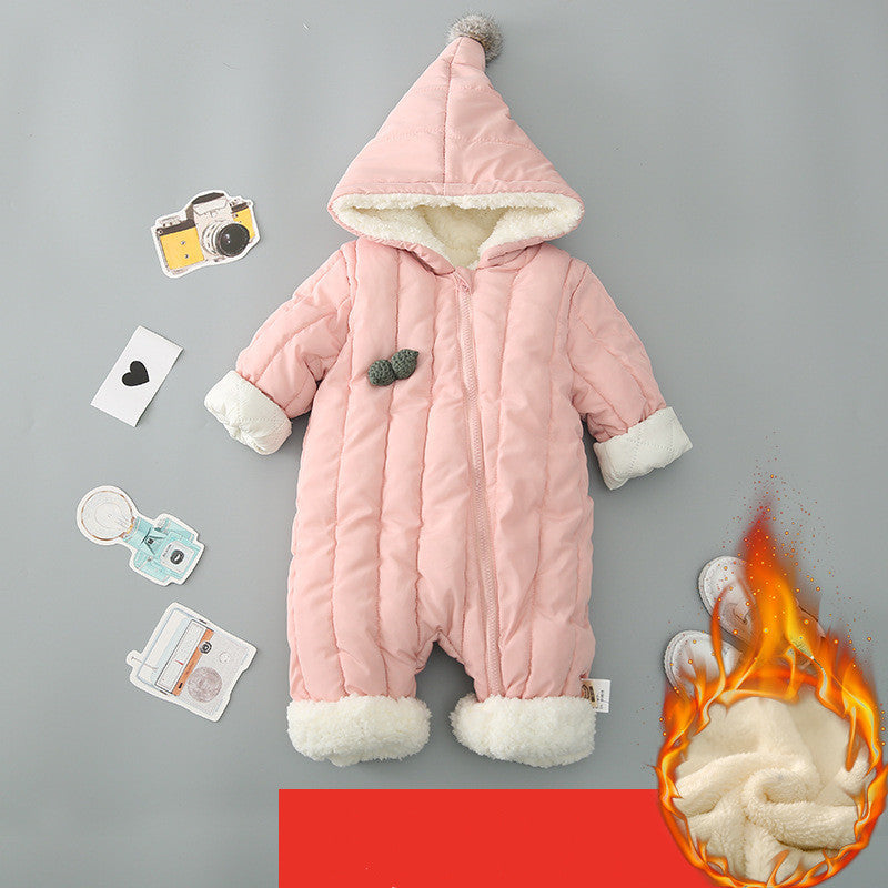 One Piece Clothes, Winter Thick Hugging Clothes, Winter Clothes, Newborn Down Cotton Padded Clothes, Baby Men's Going Out Clothes - clickit2shipit