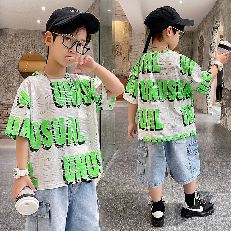 Summer Big Boy Handsome Tops, Children's Summer Clothes, Thin Style, Western Style - clickit2shipit