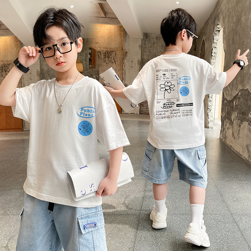 Summer Big Boy Handsome Tops, Children's Summer Clothes, Thin Style, Western Style - clickit2shipit