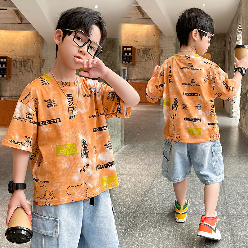 Summer Big Boy Handsome Tops, Children's Summer Clothes, Thin Style, Western Style - clickit2shipit
