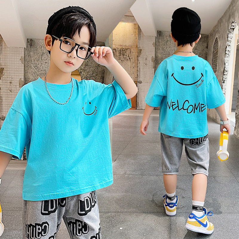 Summer Big Boy Handsome Tops, Children's Summer Clothes, Thin Style, Western Style - clickit2shipit
