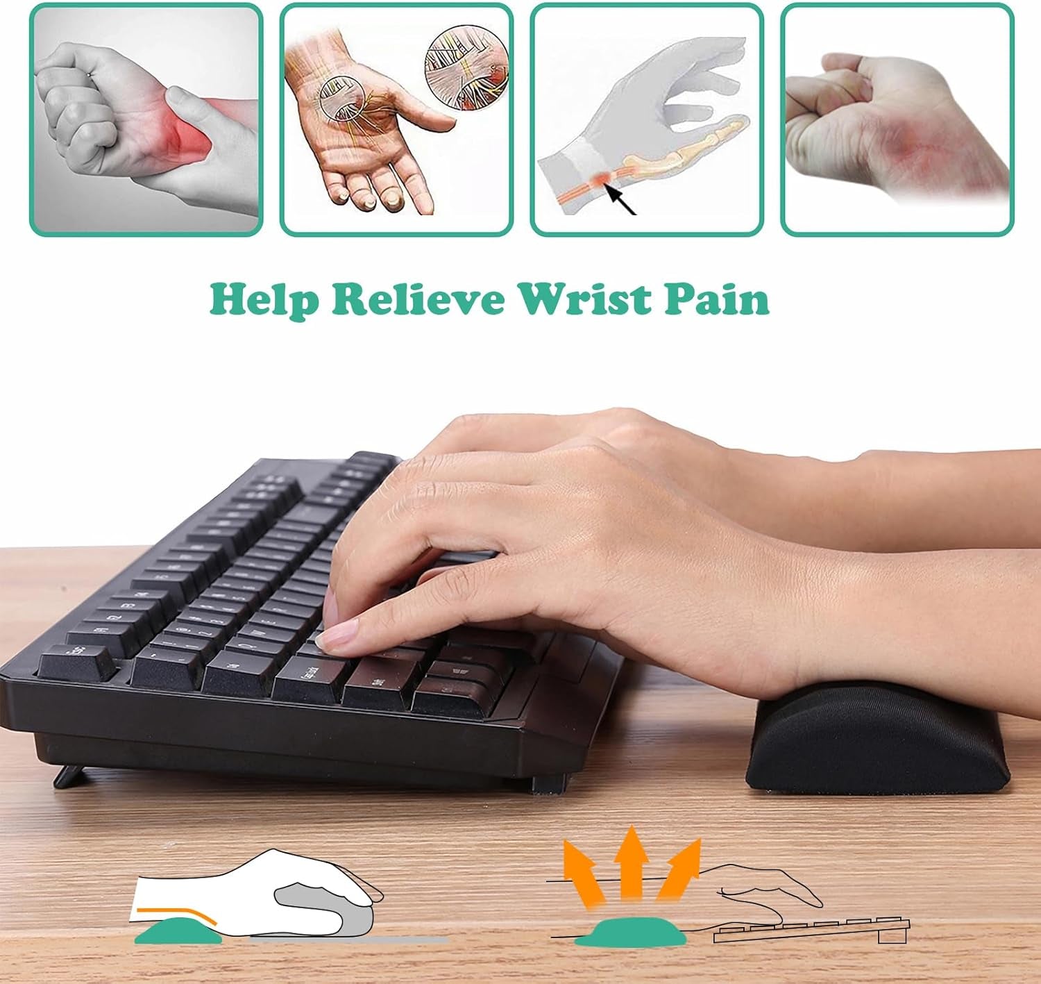 Keyboard & Mouse Wrist Rest Set – Memory Foam Support for Desk, Office, or Home (Black)