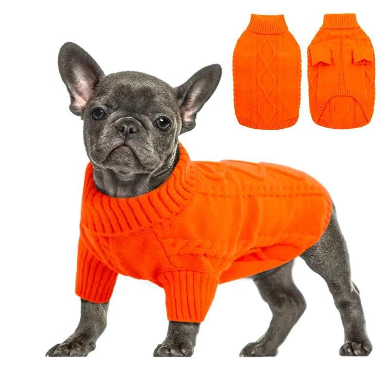 Dog Turtleneck Clothes Autumn And Winter Clothing Solid Color Knitted Sweater - clickit2shipit