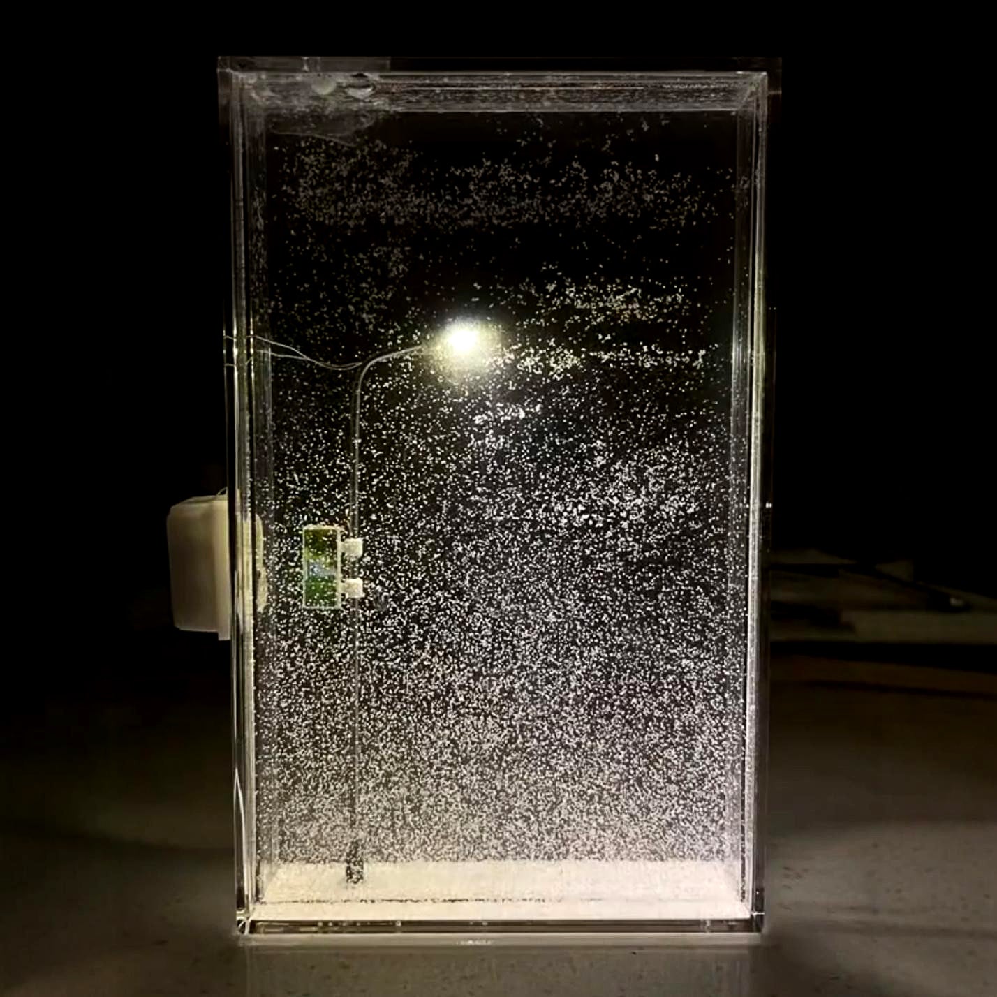 handmade snowy landscape night lights showcasing a small street light inside a clear snowy decor.