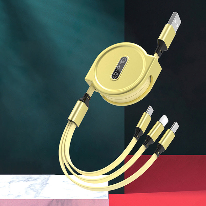 One Tow Three Telescopic Data Cable, Three In One Fast Charging Cable - clickit2shipit