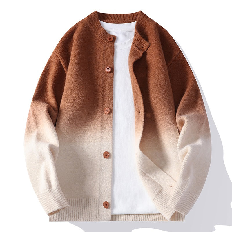 Gradient-knit Cardigan A Unisex Couple-matching Sweater With A Relaxed Casual Fit