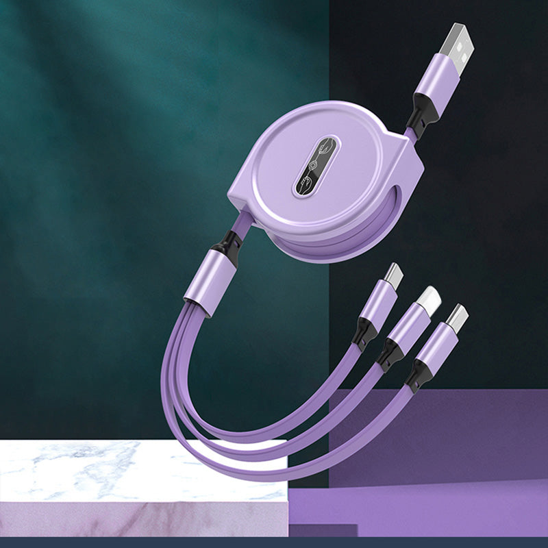 One Tow Three Telescopic Data Cable, Three In One Fast Charging Cable - clickit2shipit