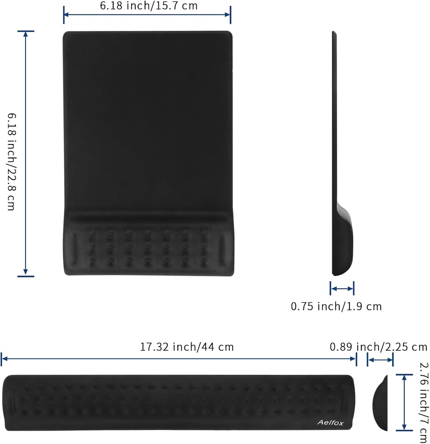 Keyboard & Mouse Wrist Rest Set – Memory Foam Support for Desk, Office, or Home (Black)