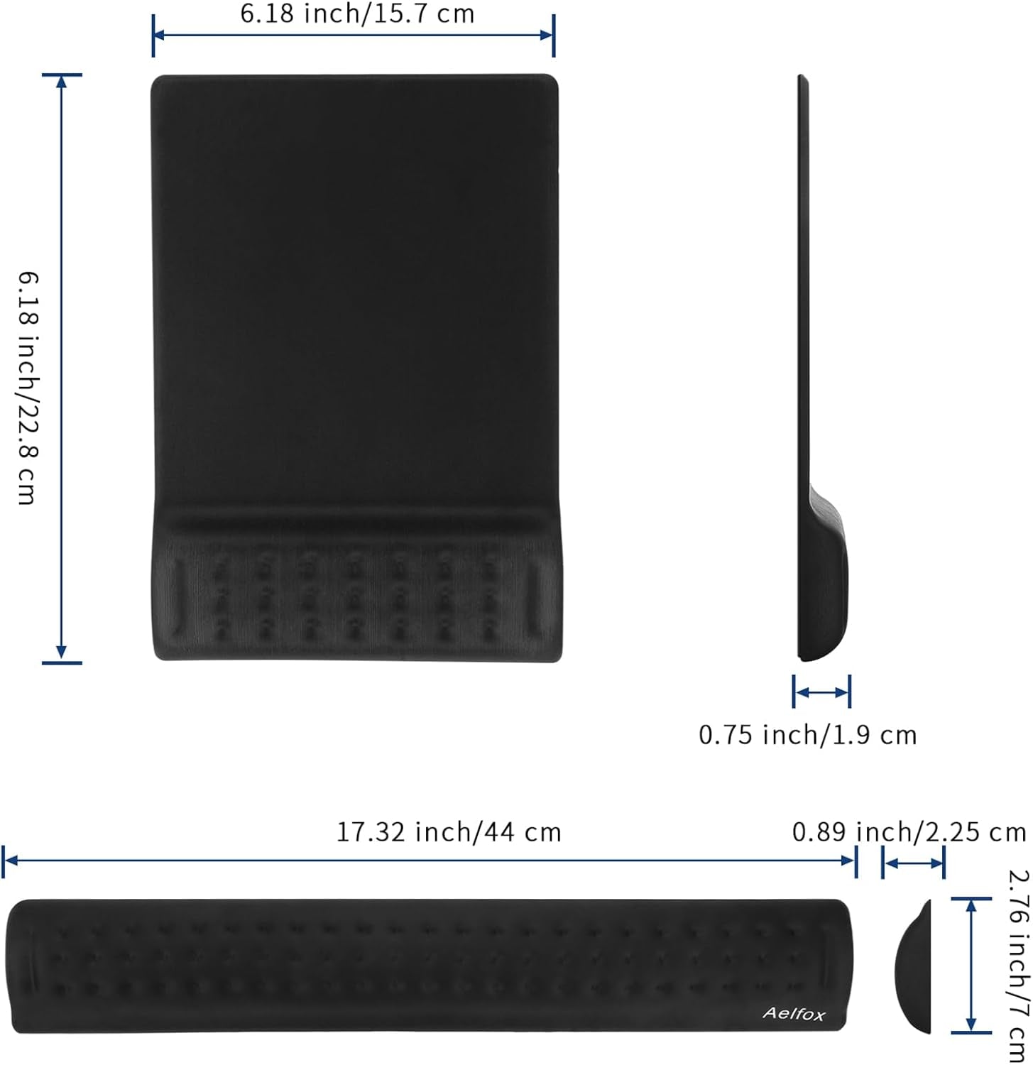 Keyboard & Mouse Wrist Rest Set – Memory Foam Support for Desk, Office, or Home (Black)