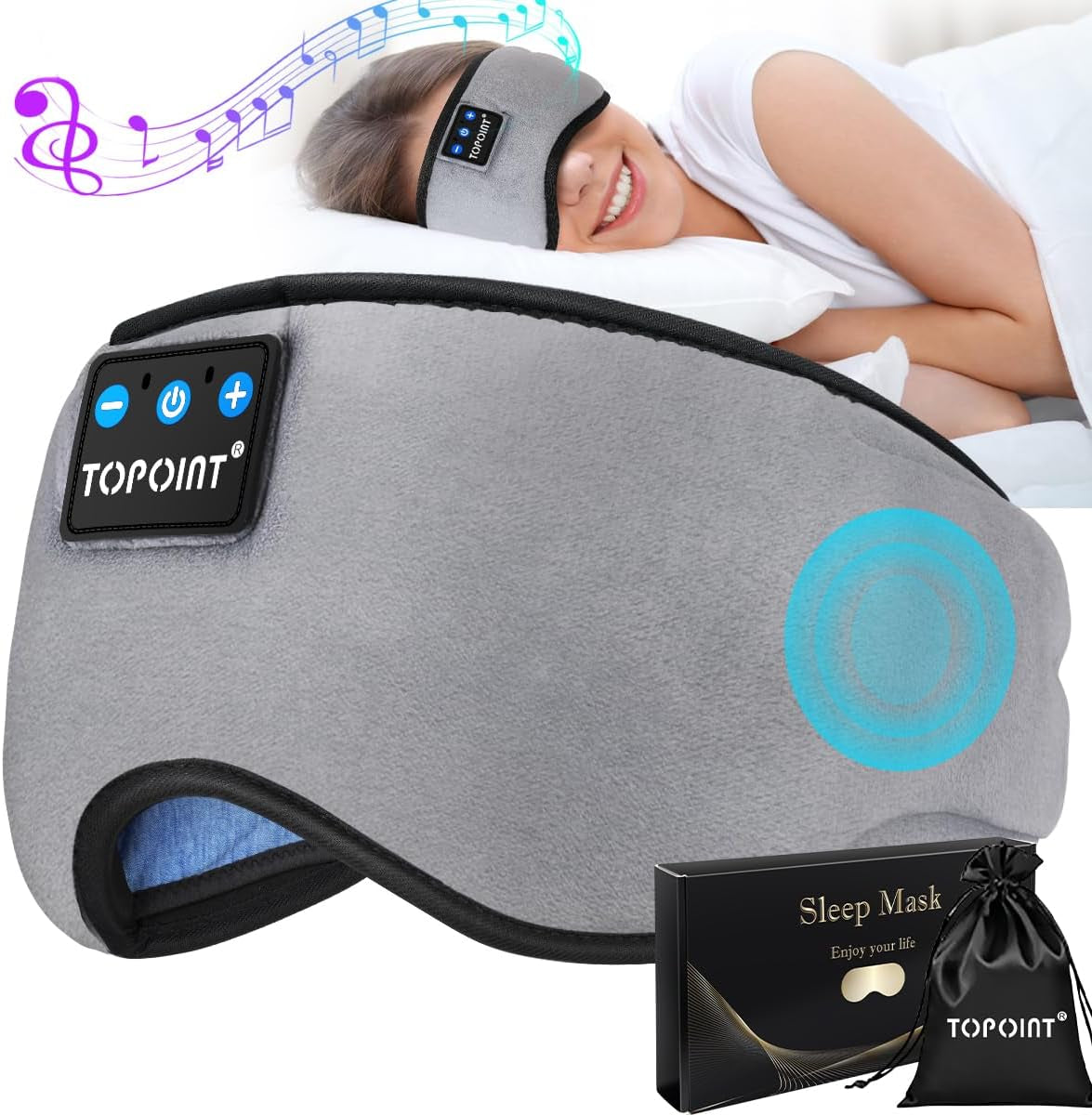 Bluetooth Sleep Eye Mask with Wireless Headphones – Comfortable Music Eye Cover for Sleeping & Travel