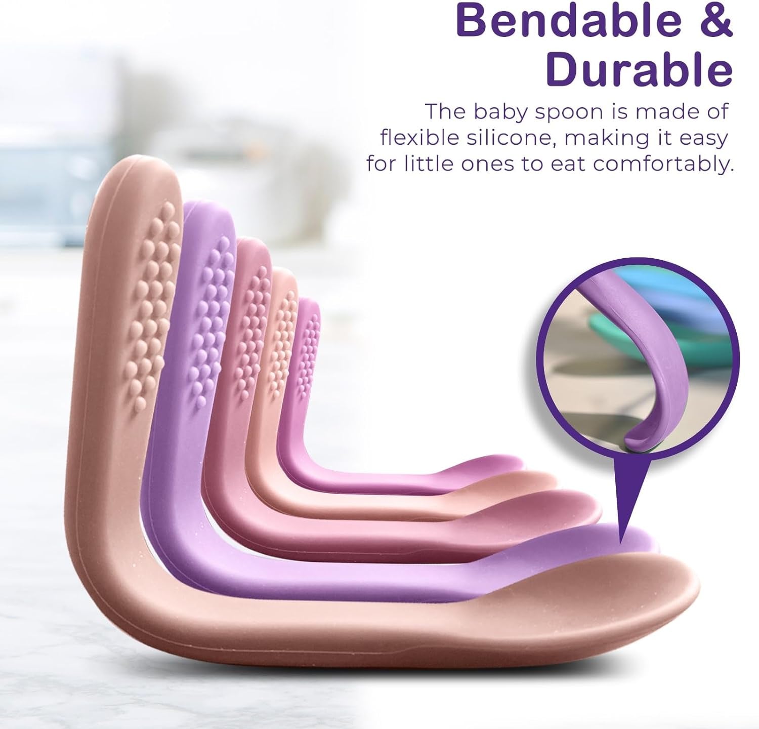 Silicone Baby Spoons – Soft Self-Feeding Utensils for Infants, BPA-Free (Pastel, 2-Pack)