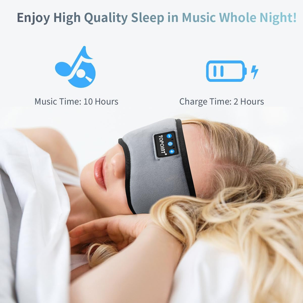 Bluetooth Sleep Eye Mask with Wireless Headphones – Comfortable Music Eye Cover for Sleeping & Travel