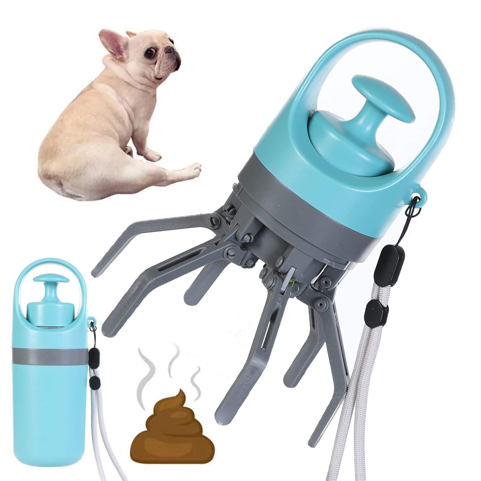 Dog pooper scooper with bag dispenser, portable pet waste picker for easy cleanup.