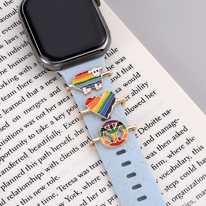 Cartoon Cute Rainbow Love Metal Wall Clock Band