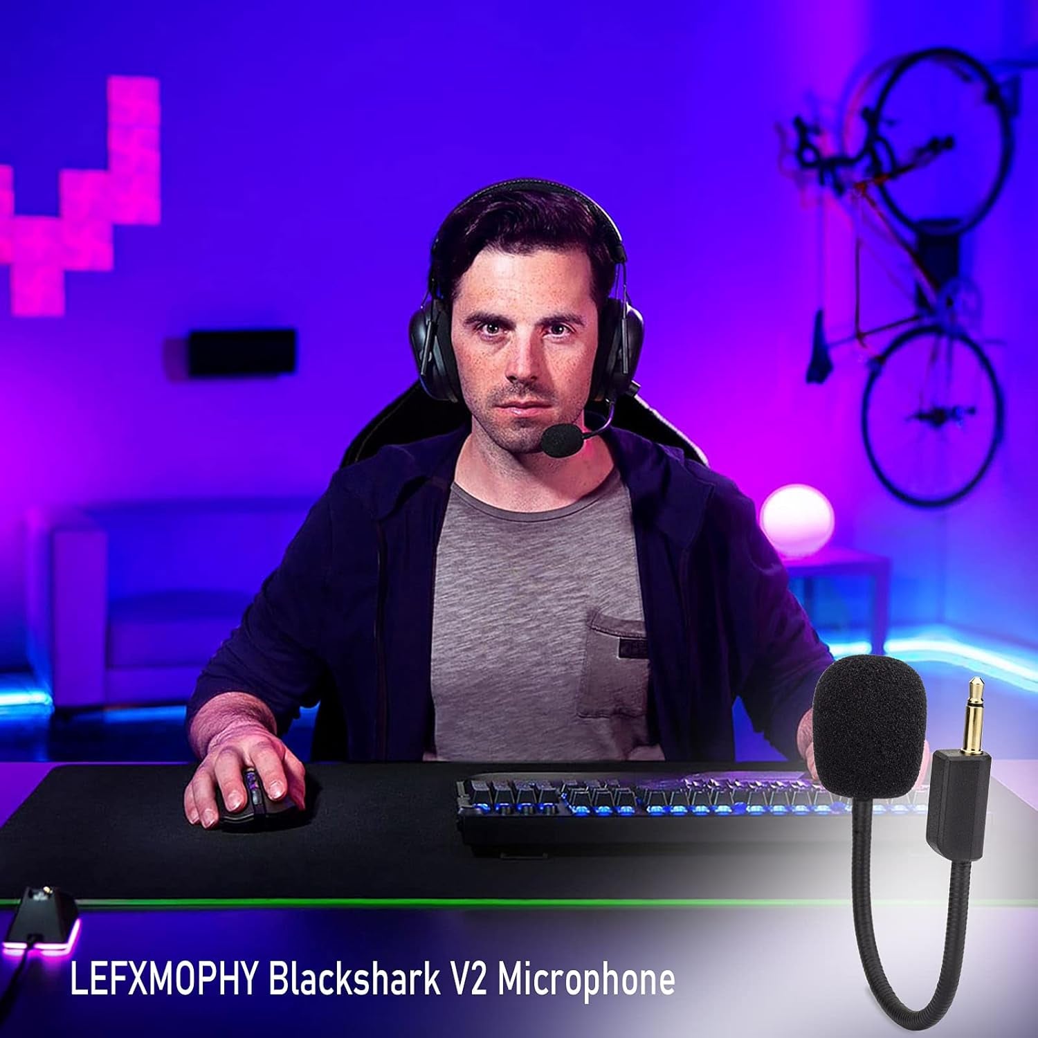 Blackshark V2 Mic Replacement – 3.5mm Detachable Boom Mic with Foam for Razer V2 & V2 Pro