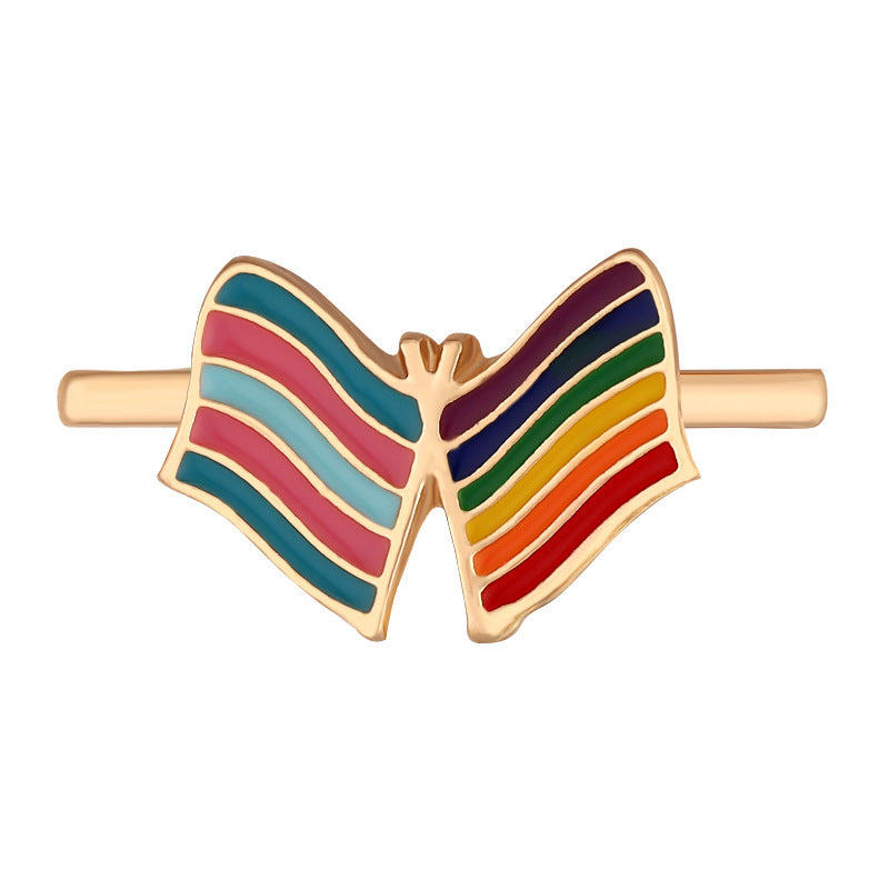 Cartoon Cute Rainbow Love Metal Wall Clock Band