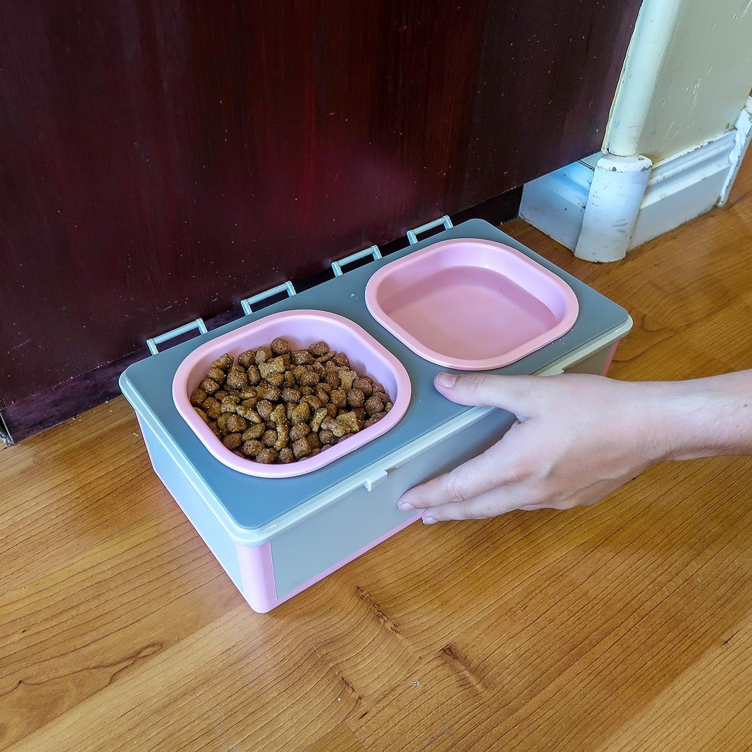 – Portable Dog Bowl and Water Container + Dog Travel Dish with Waste Bag Dispenser + Elevated Dog Bowls for Home – Replace Collapsible Bowls with Our Spill Proof Pet Solution