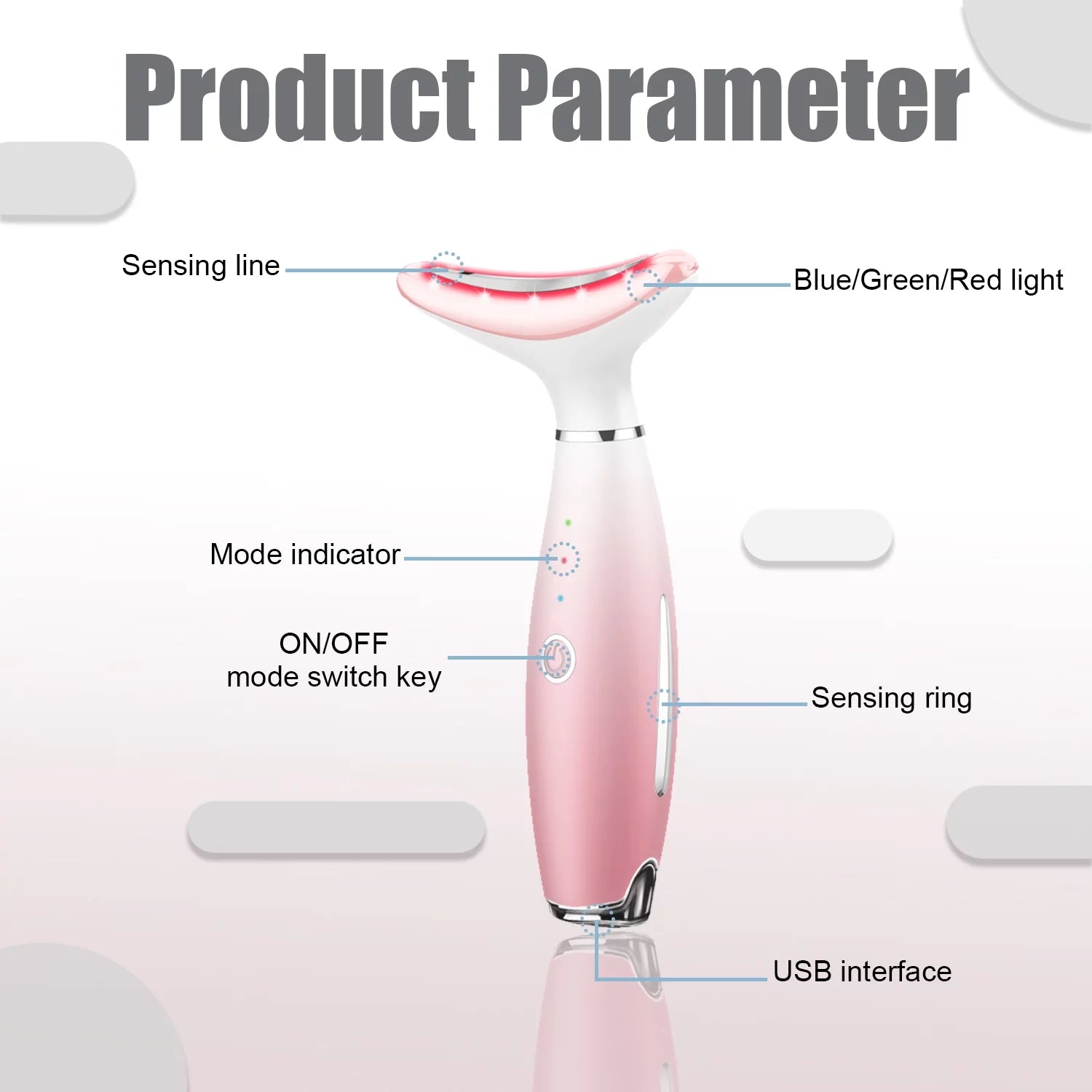 Skin Rejuvenation Beauty Device for Face & Neck – Triple Action LED, Heat & Vibration Technology for Lifting and Tightening Sagging Skin (Pink)