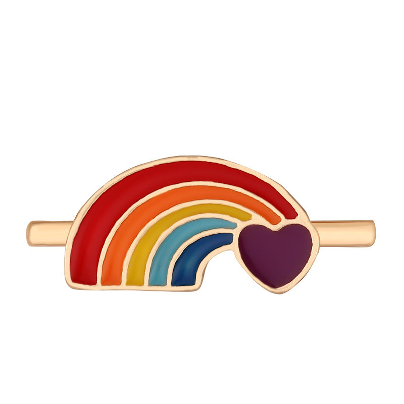 Cartoon Cute Rainbow Love Metal Wall Clock Band
